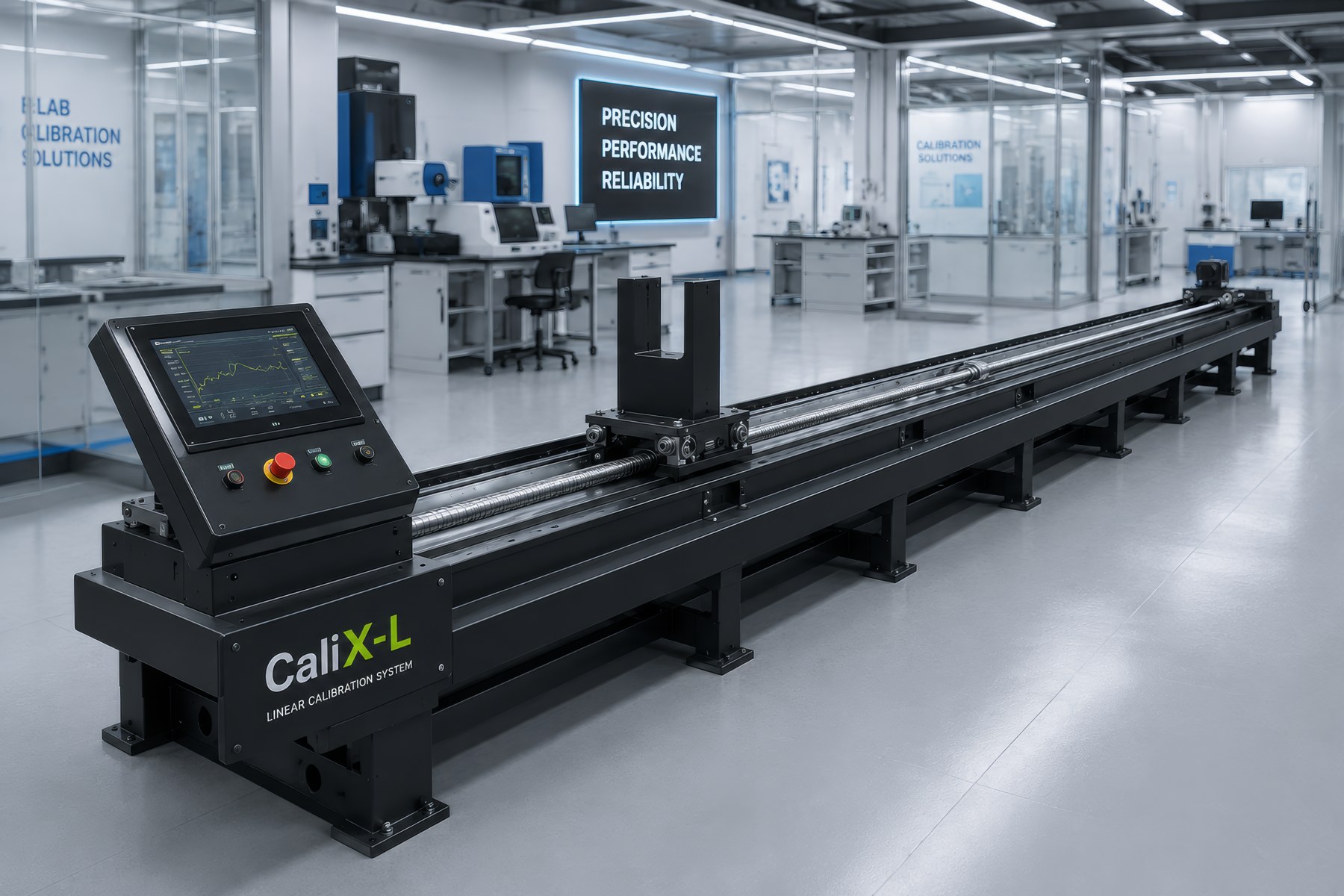 CaliX-L level transmitter calibration system with long linear ball-screw platform